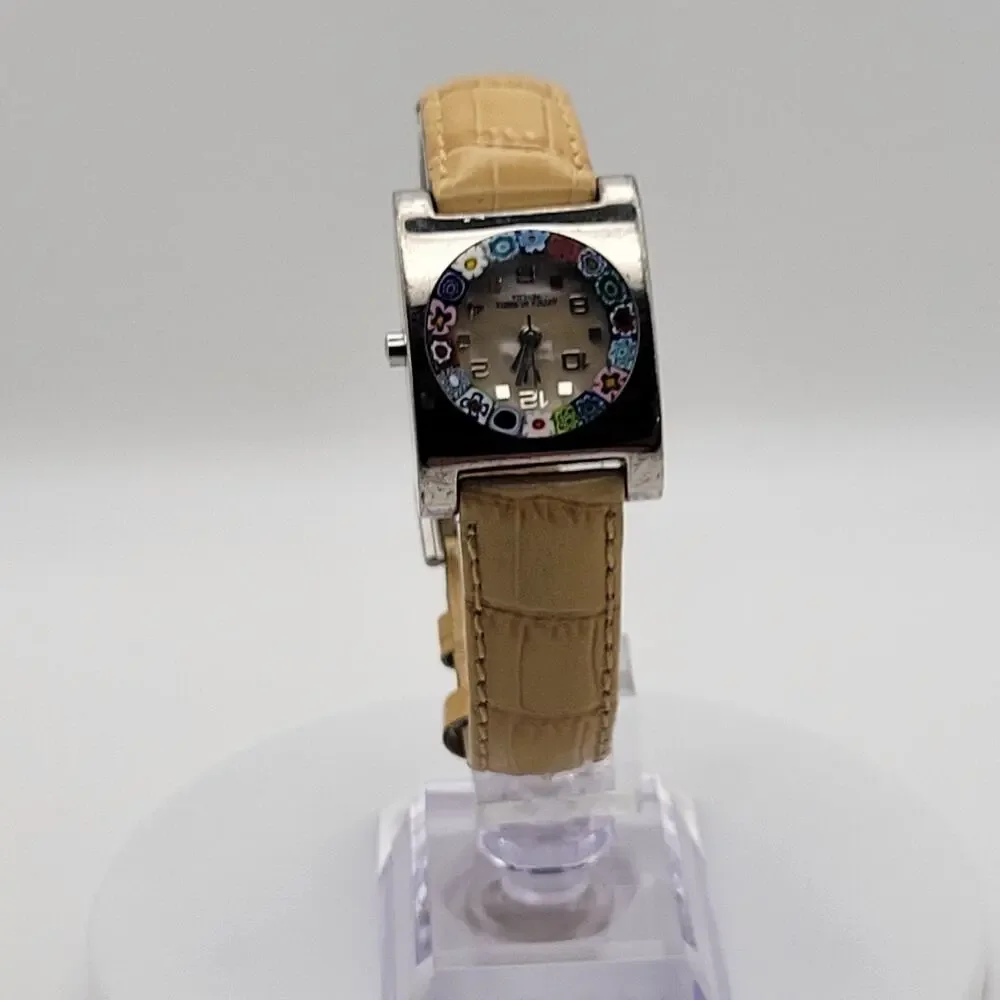 Antica Murrina Queen Italian Murano Glass Mosaic Dial Square Watch New Battery
